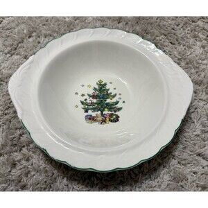 Vintage NIKKO JAPAN HAPPY HOLIDAYS SERVING BOWL 11.25" x 10" Christmas Tree